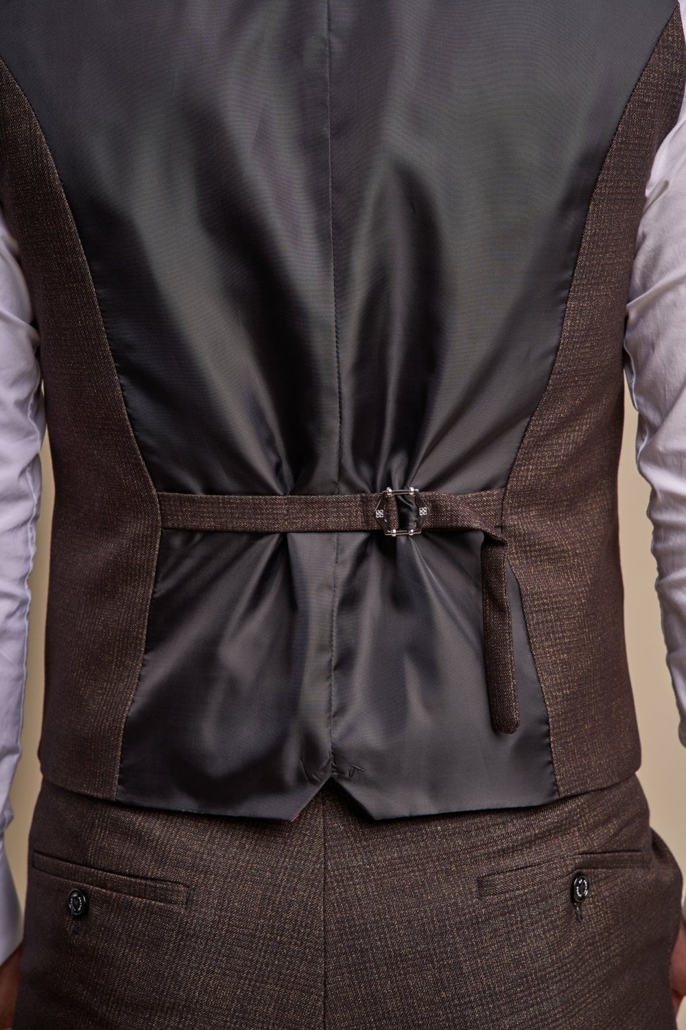 CARIDI – BROWN CHECK TAILORED FIT WAISTCOAT CAVANI