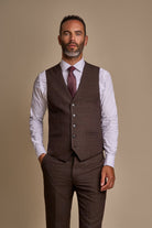 CARIDI – BROWN CHECK TAILORED FIT WAISTCOAT CAVANI