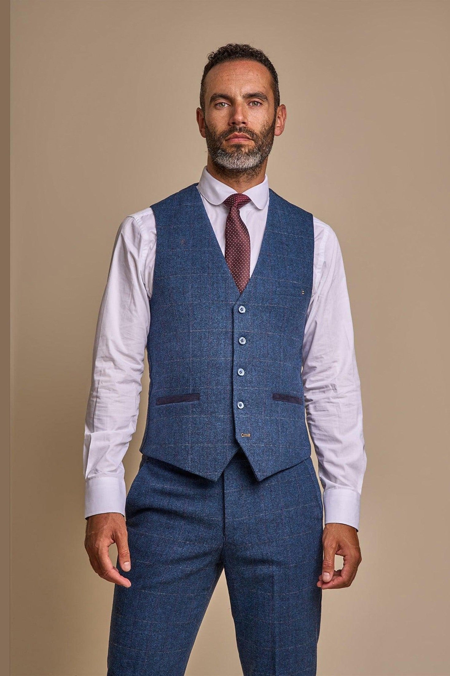 MENS CARNEGI NAVY TWEED THREE PIECE SUIT CAVANI