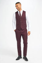 CAVANI – CARIDI MEN’S WINE CHECK WAISTCOAT CAVANI
