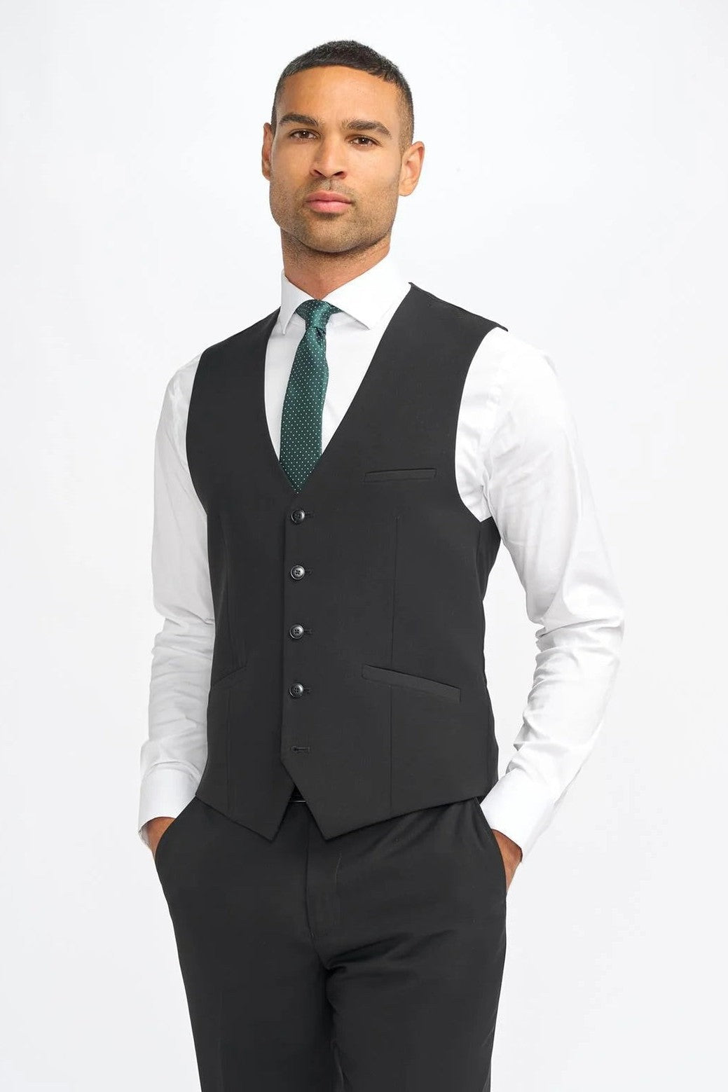 MALIBU – PLAIN BLACK TAILORED WAISTCOAT CAVANI
