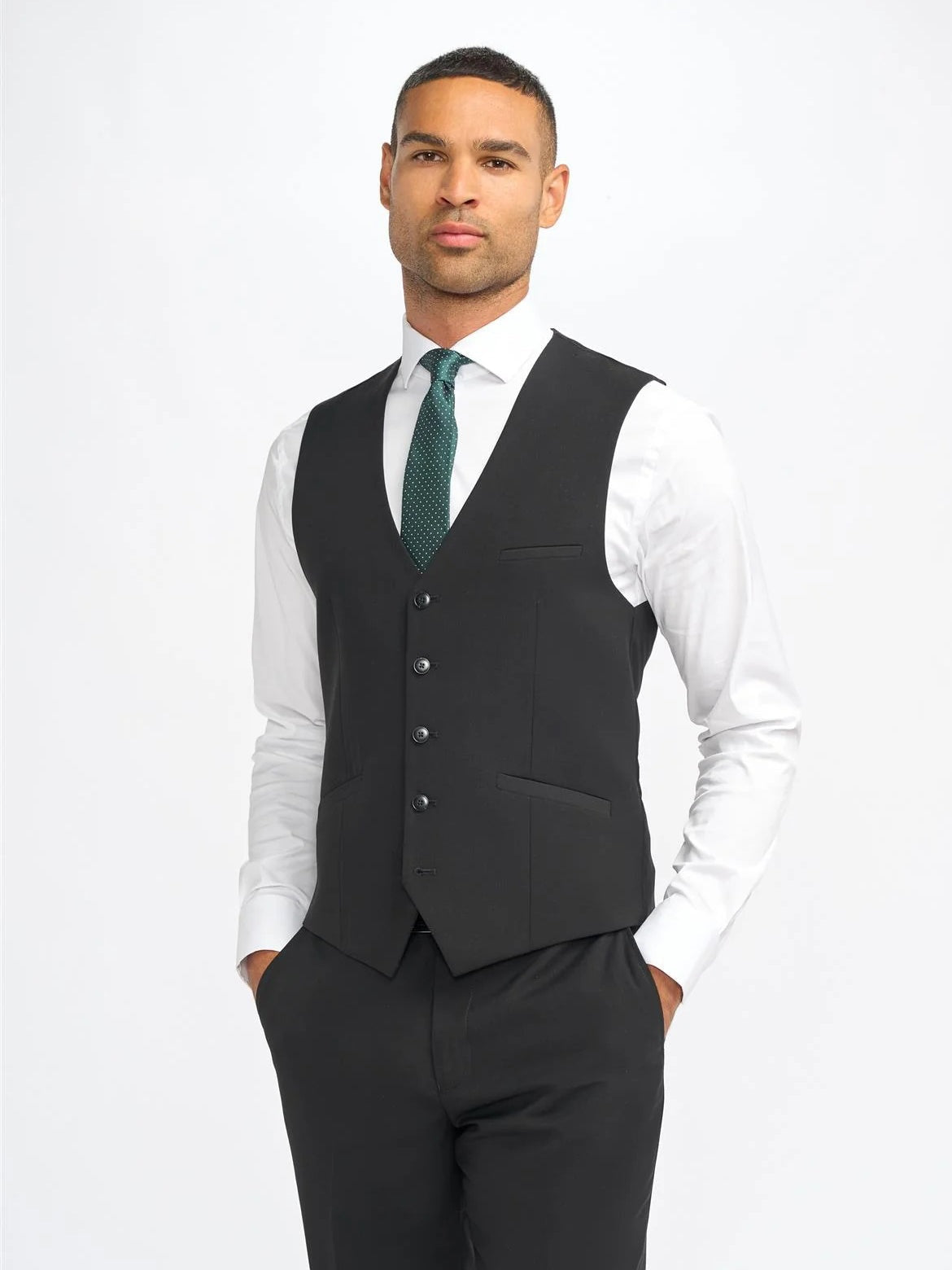 MALIBU – PLAIN BLACK TAILORED WAISTCOAT CAVANI