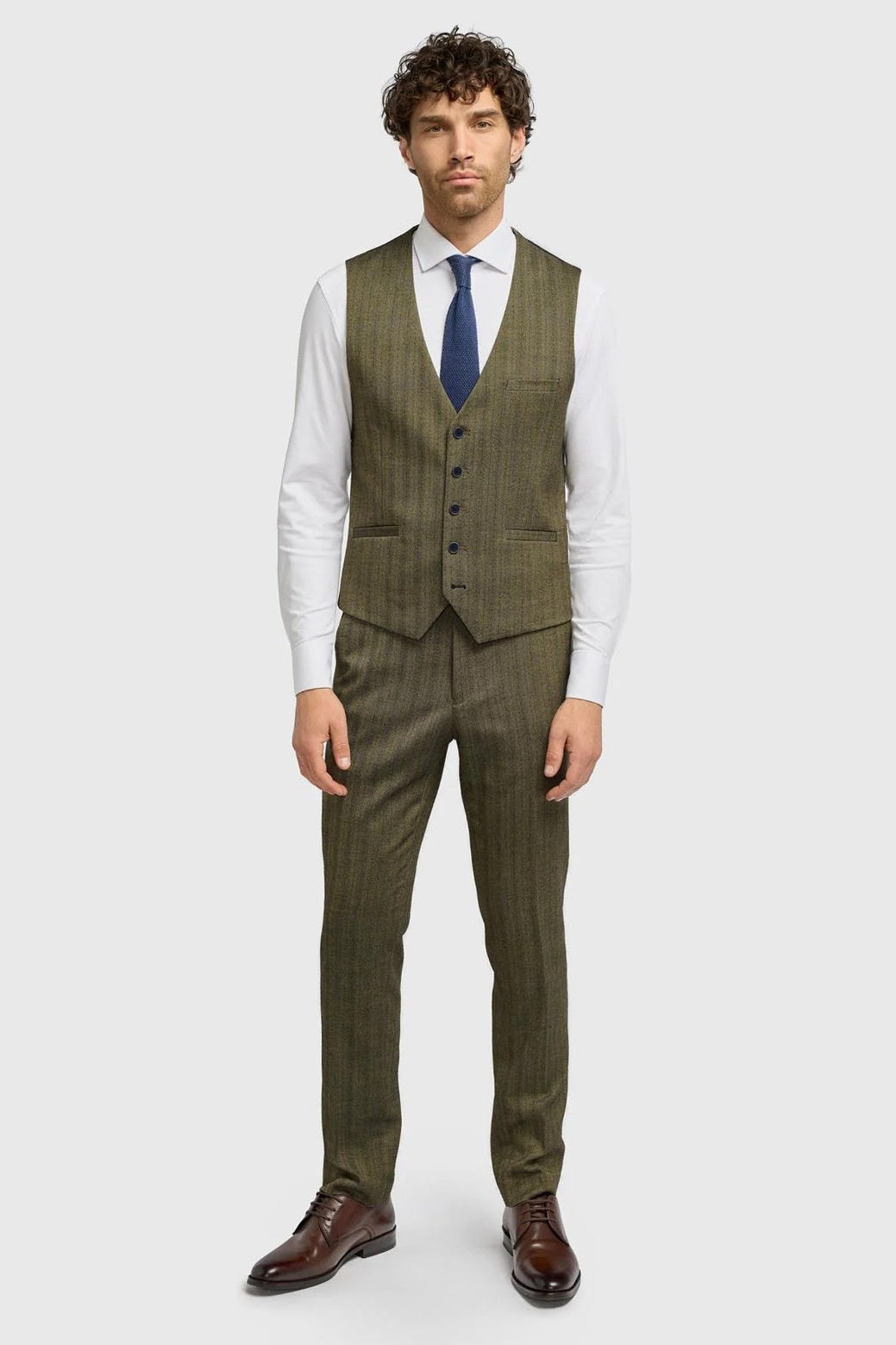 CAVANI – Damon Sage Herringbone Tweed Waistcoat