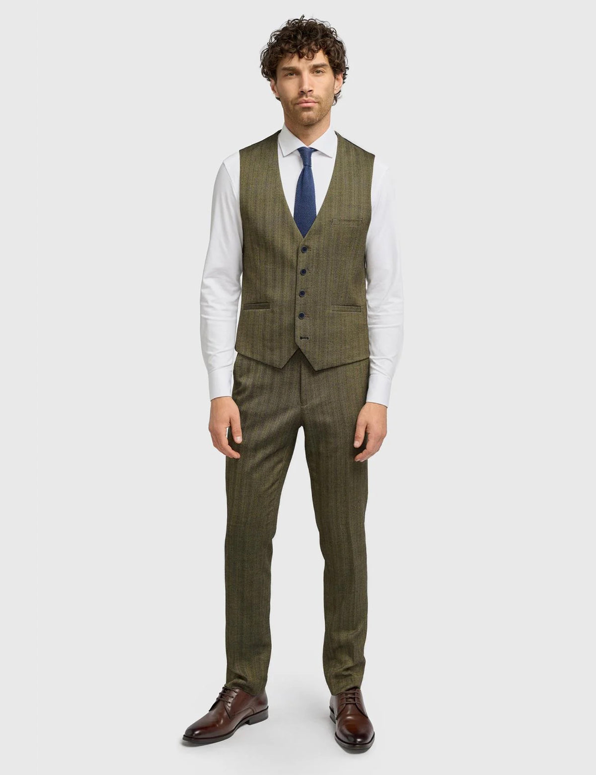 CAVANI – Damon Sage Herringbone Tweed Waistcoat