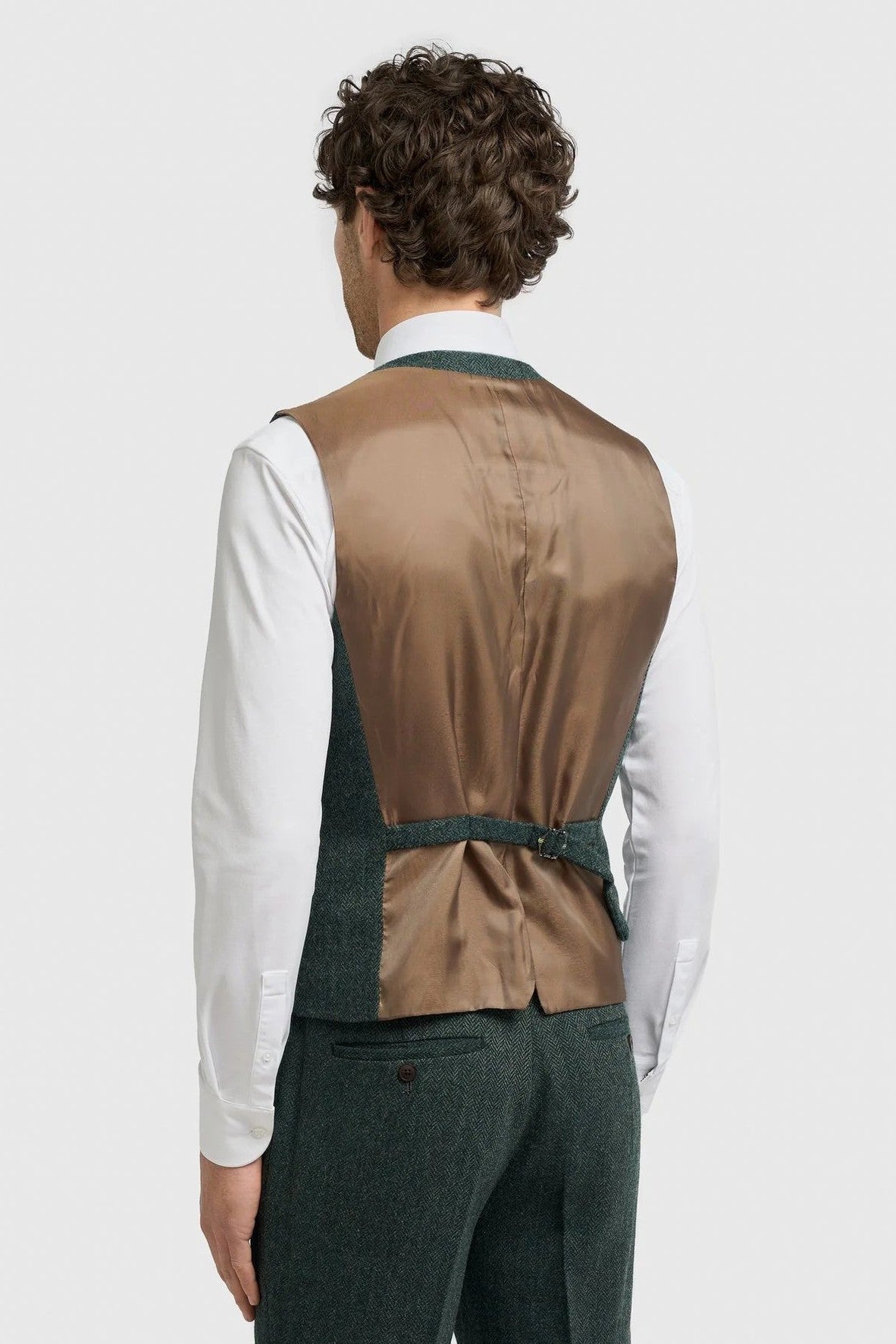 CAVANI – Thomas Olive Green Herringbone Waistcoat