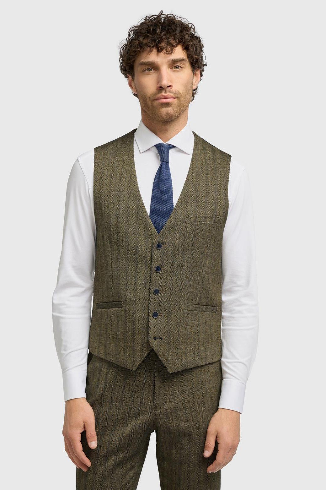 CAVANI – Damon Sage Herringbone Tweed Waistcoat