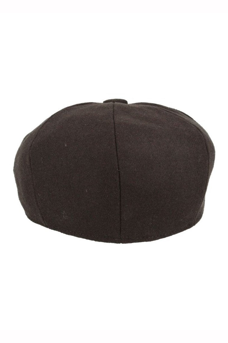 BROWN WOOL BLEND NEWSBOY FLAT CAP IN TWEED