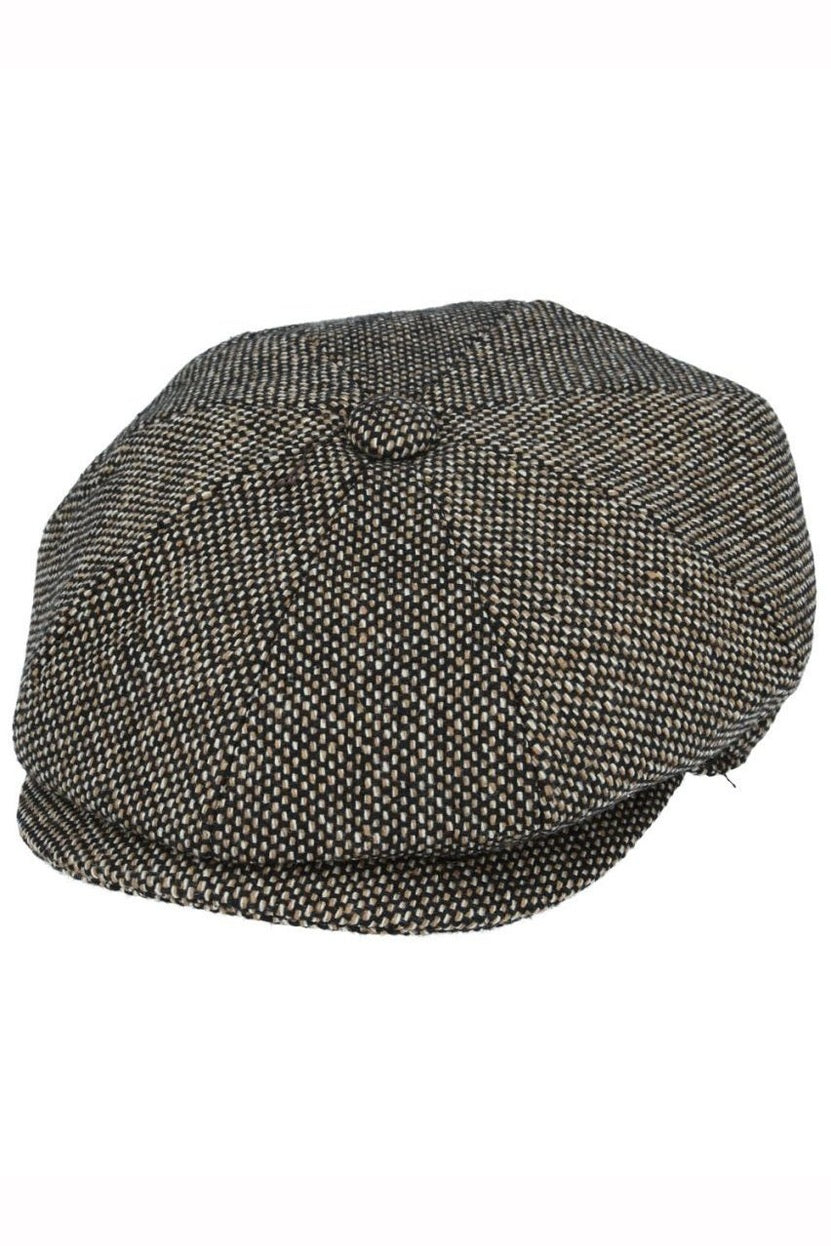 TAN TWEED WOOL BLEND NEWSBOY FLAT CAP