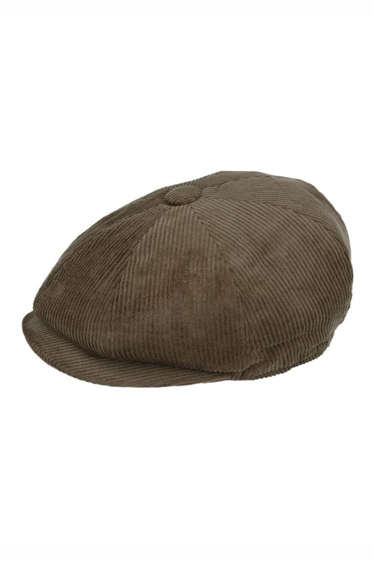 GREEN COTTON CORDUROY NEWSBOY FLAT CAP