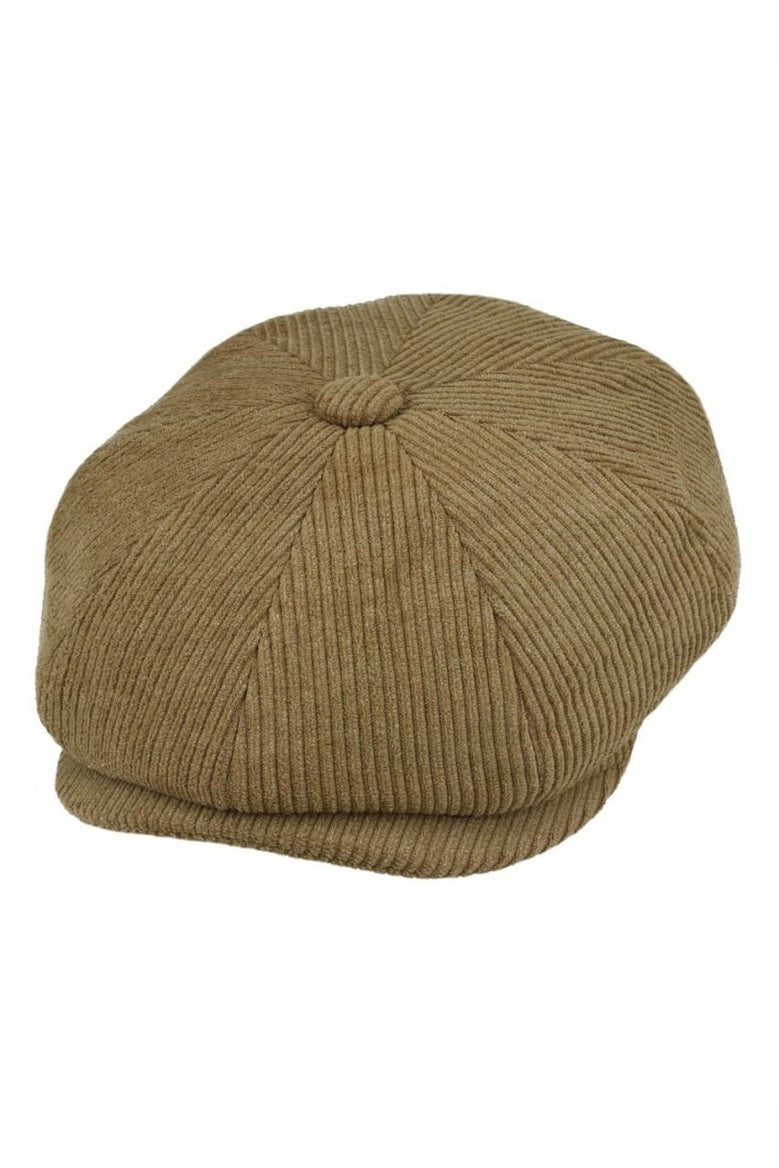 TAN COTTON CORDUROY NEWSBOY FLAT CAP