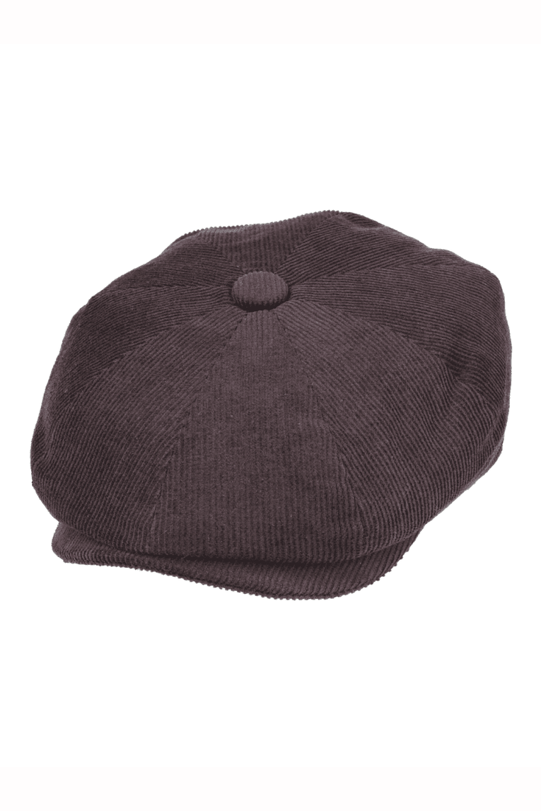 BROWN COTTON CORDUROY NEWSBOY CAP