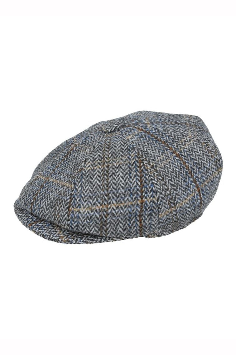 GREY HERRINGBONE WOOL NEWSBOY CAP