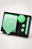 Men’s Mint Green Ribbed 4-Piece Tie Wedding Gift Set Sartorial Shoes