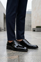 MIRO 1 Men’s Black Hi-Shine Patent Leather Wholecut Oxford Shoes Sartorial Shoes