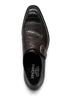 ELAN - Men's Coffee Brown Croc Embossed Leather Single Monk Strap Shoes Sartorial Shoes