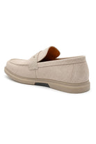 Men’s Milo Beige Suede Leather Penny Loafers Sartorial Shoes