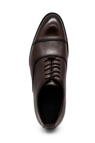Men's Classic Brown Faux Leather Toe Cap Oxford Lace-up Shoes Sartorial Shoes