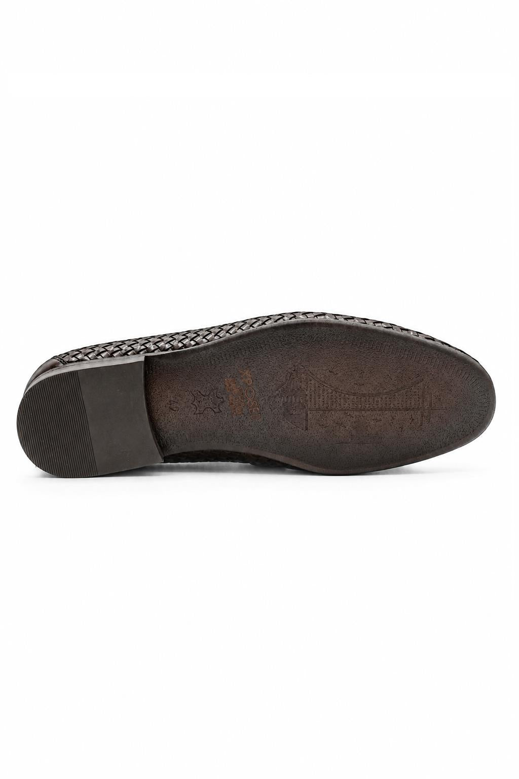 DIVO Men’s Brown Handmade Woven Leather Tassel Loafers Sartorial Shoes