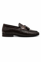 DIVO Men’s Brown Handmade Woven Leather Tassel Loafers Sartorial Shoes