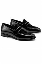 Men's Black Floral Velvet Patent Dress Loafers Sartorial Shoes