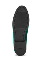 Men's Green Smooth Velvet Gold Chain Dress Loafers Sartorial Shoes