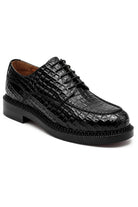 MARLOW Men’s Black Croc-Embossed Leather Moc-Toe Derby Shoes Sartorial Shoes