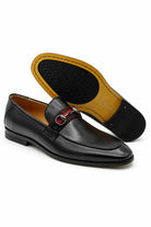 Black Leather Loafers with Snaffle Bit Buckle Sartorial Shoes