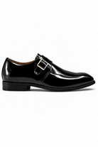 VALE Men’s Black Patent Leather Single Monk Strap Shoes Sartorial Shoes