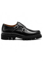 KNOX Men’s Black Leather Chunky Double Monk Strap Shoes Sartorial Shoes