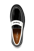 Men's Black & White Patent Chunky Penny Loafers Sartorial Shoes