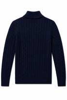 Men's Navy Blue 100% Cotton Fine Cable Knit Quarter Zip Neck Jumper CAVANI