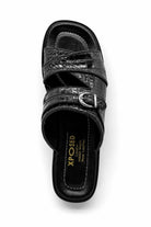 Men’s Ade 2 Black Handmade Real Leather Embossed Sandals Sartorial Shoes