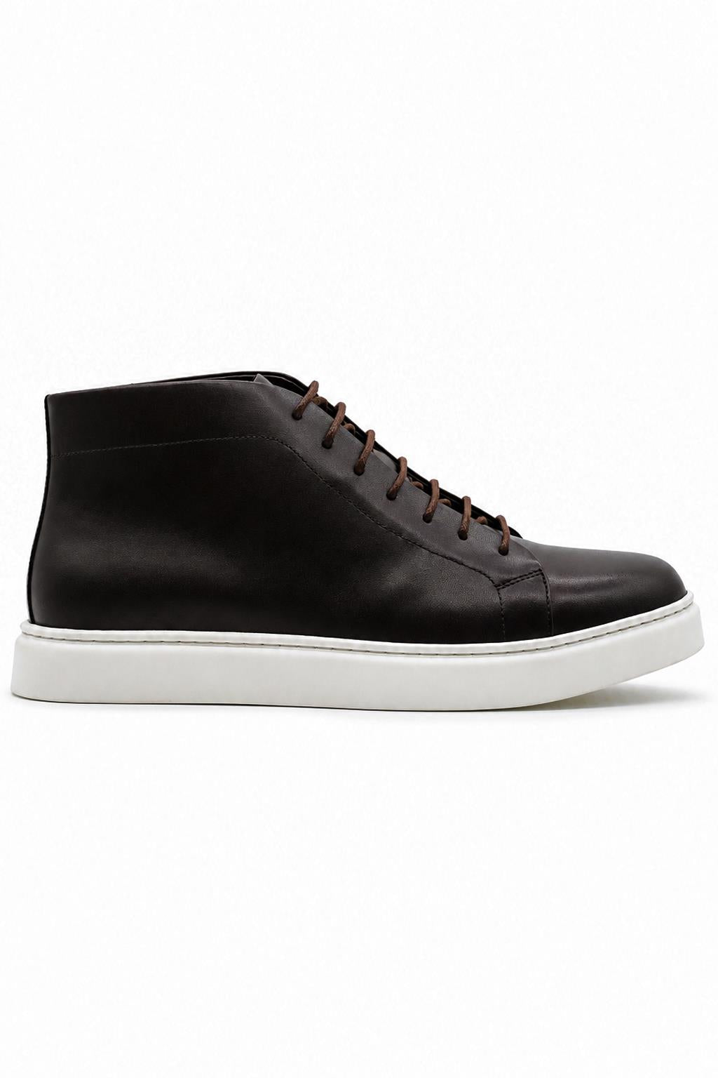 ASTER - Men’s Coffee Brown Leather Ankle Trainer Boots Sartorial Shoes