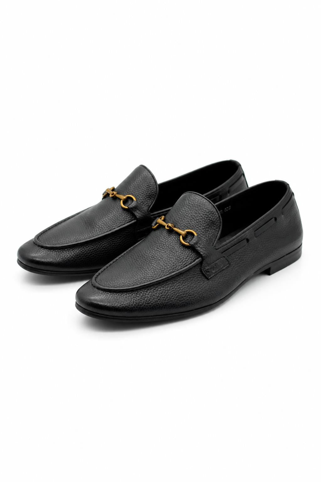FAZIO Men’s Black Soft Grain Genuine Leather Snaffle Bit Loafers Sartorial Shoes