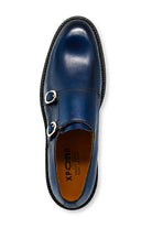 ROWE Men’s Blue Burnished Real Leather Double Monk Strap Shoes Sartorial Shoes