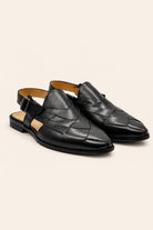 Men's Black Handmade Real Leather Woven Sandals Sartorial Shoes