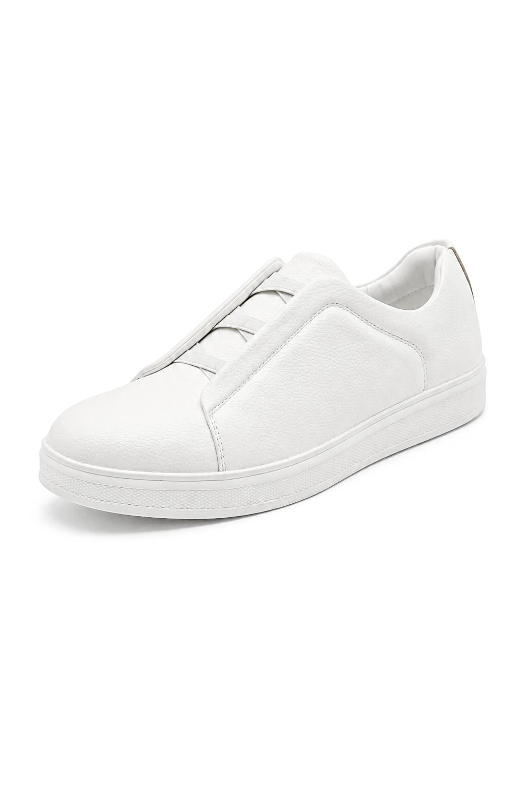 Men’s White Faux Leather Slip-On Trainers Sartorial Shoes