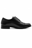 Men's Black Faux Leather Printed Derby Dress Shoes Sartorial Shoes