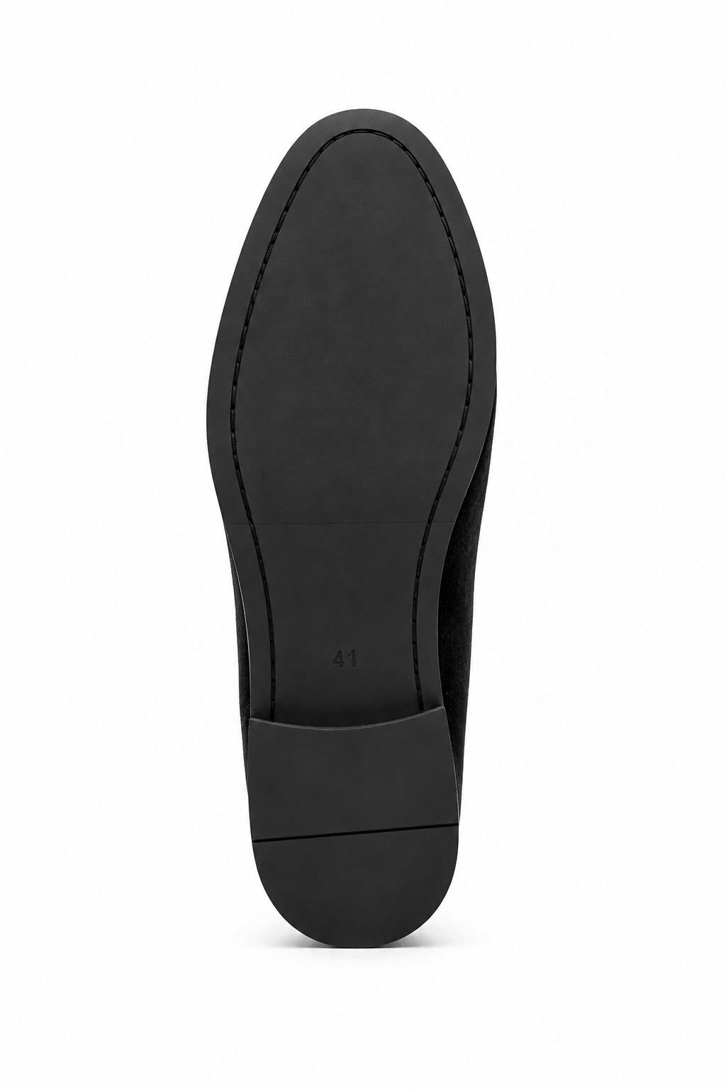 Men's Black Floral Velvet Gold Chain Wedding Loafers Sartorial Shoes