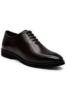 Men's Brown Faux Leather Whole-Cut Oxford Brogue Shoes Sartorial Shoes