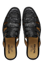 Men’s Essa Black Real Leather Mule Sandals Sartorial Shoes