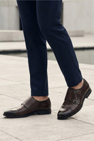 Men's Brown Double Monk Strap Cap Toe Formal Shoes Sartorial Shoes