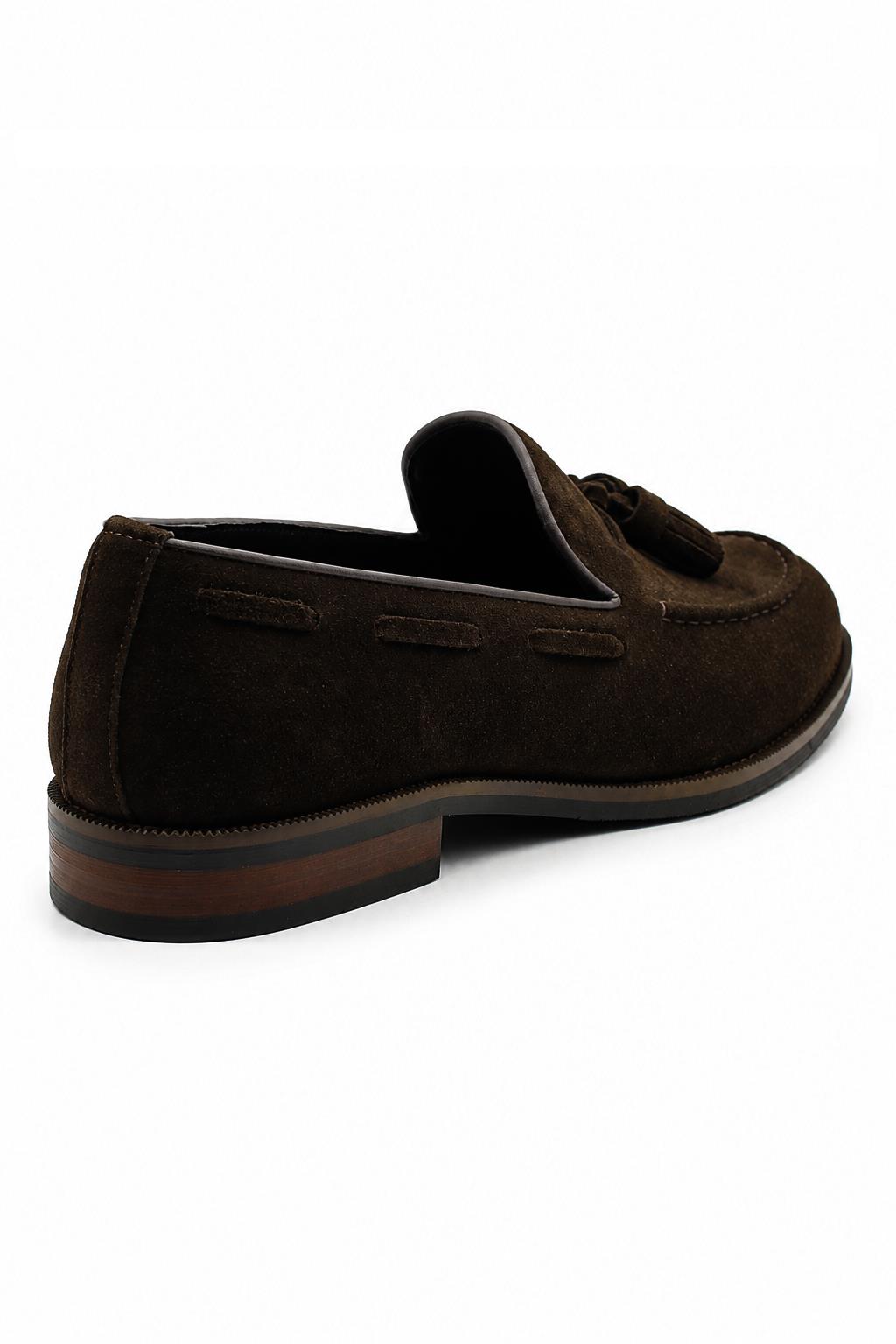 PABLO Men’s Brown Real Suede Leather Tassel Loafers Sartorial Shoes