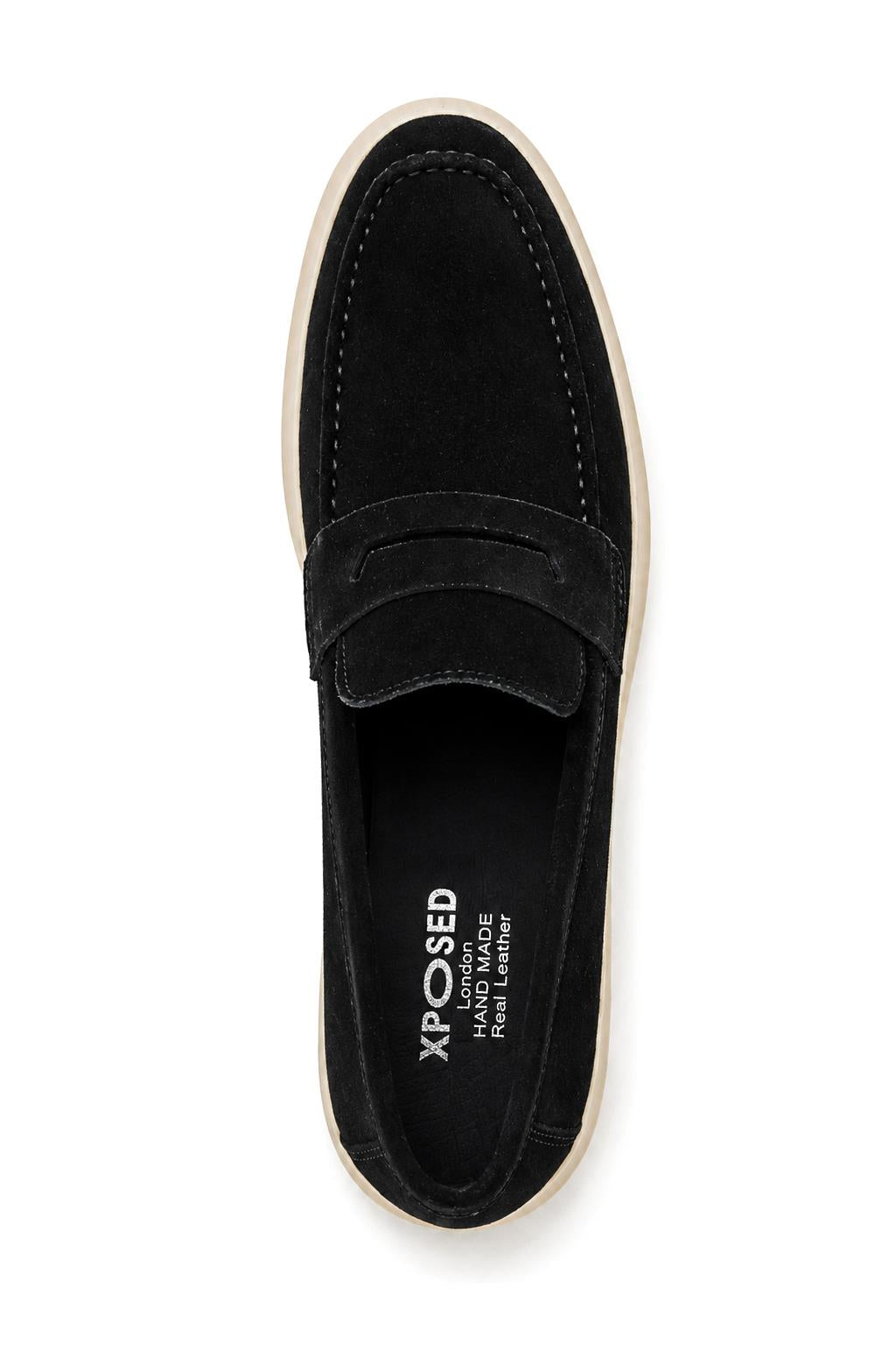 Men’s Milo Black Suede Leather Penny Loafers Sartorial Shoes