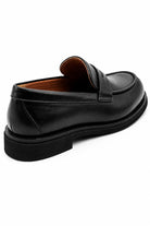 Men's Black Faux Leather Penny Strap Loafers Sartorial Shoes