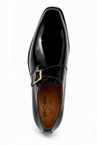 VALE Men’s Black Patent Leather Single Monk Strap Shoes Sartorial Shoes