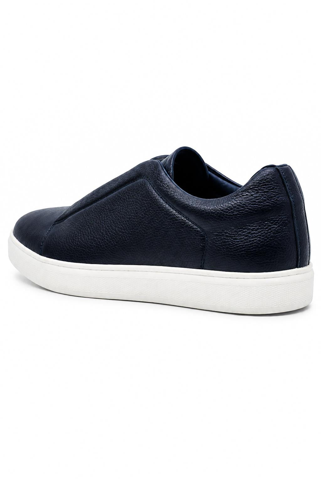 Men’s Navy Faux Leather Slip-On Trainers Sartorial Shoes