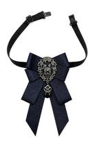 Men’s Navy Glitter Jewelled Short Wedding Ribbon Brooch Bow Tie Sartorial Shoes