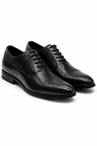 Men's Black Faux Leather Printed Derby Dress Shoes Sartorial Shoes