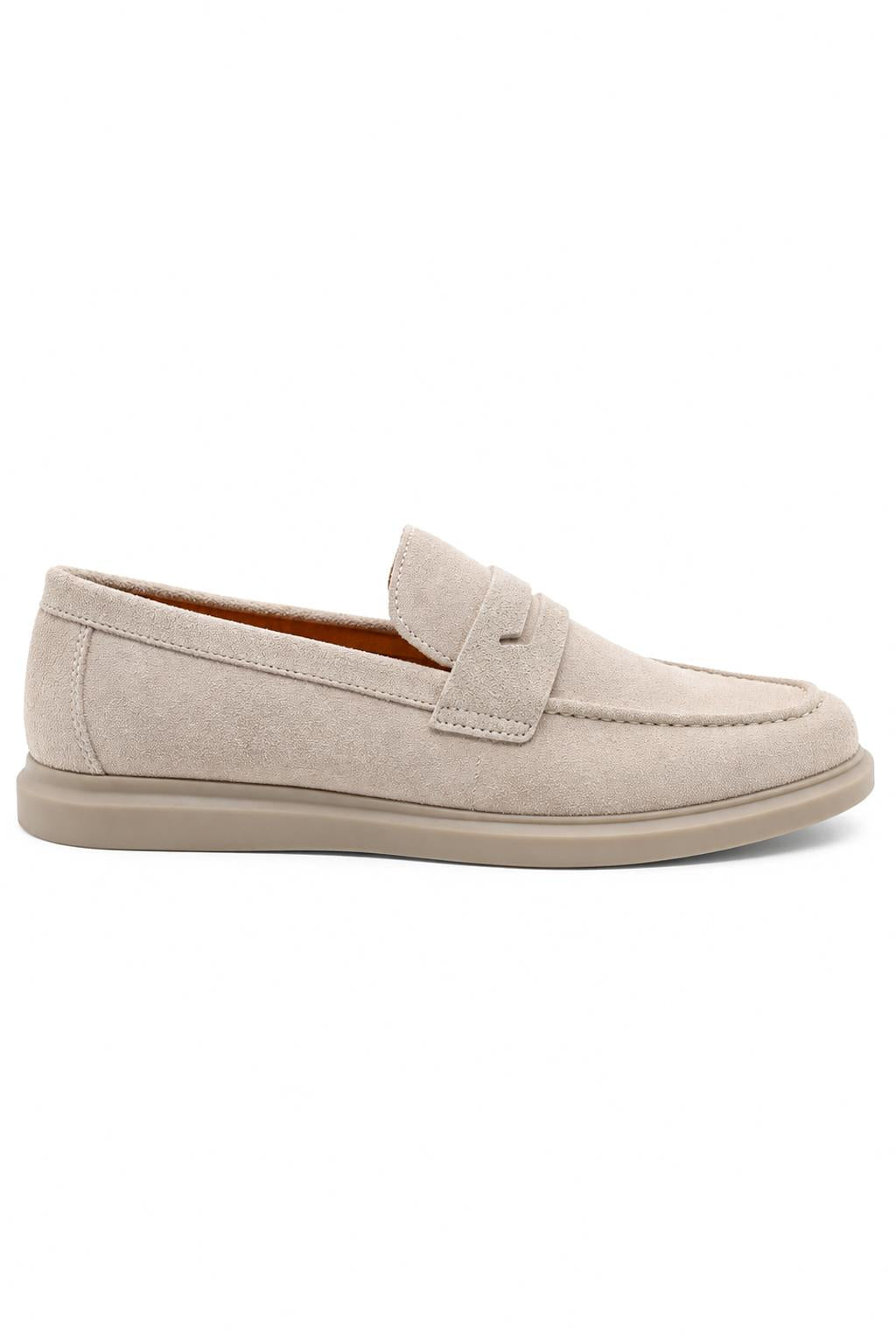 Men’s Milo Beige Suede Leather Penny Loafers Sartorial Shoes